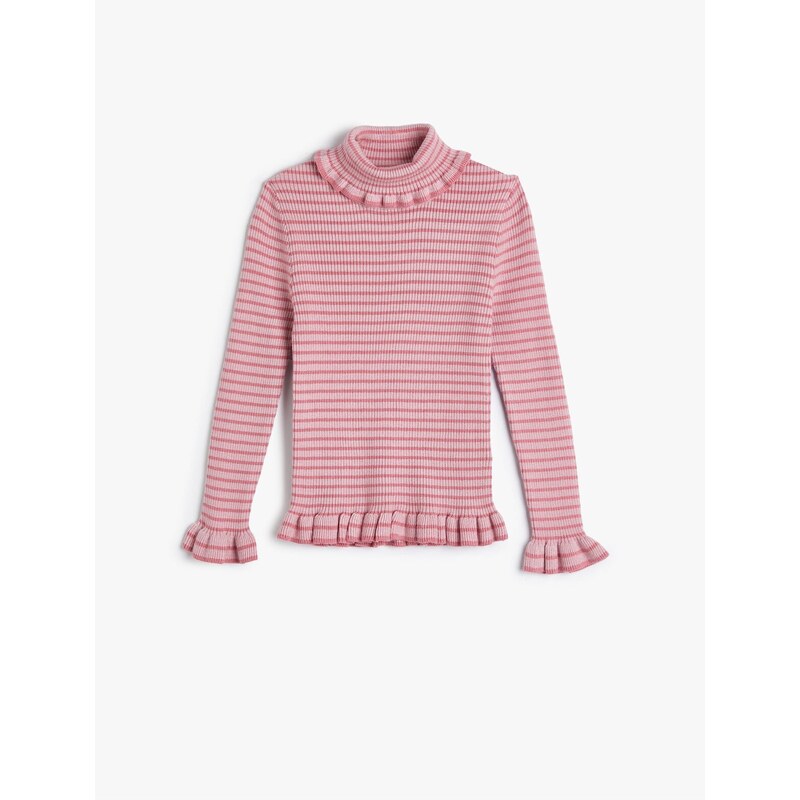 Koton Sweater Turtleneck Long Sleeve Ribbed Ruffle Detail