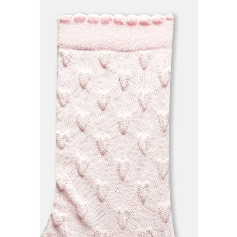 Dagi Ecru-Pink Girl's 2-Piece Heart Patterned Socks