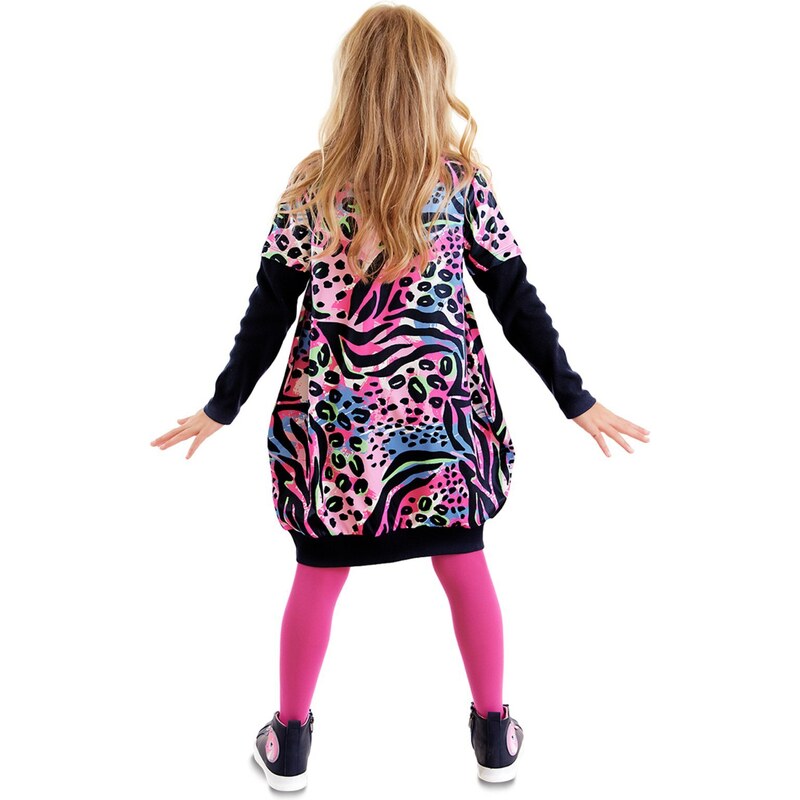 mshb&g Leopard Patterned Pink Navy Blue Girl's Dress