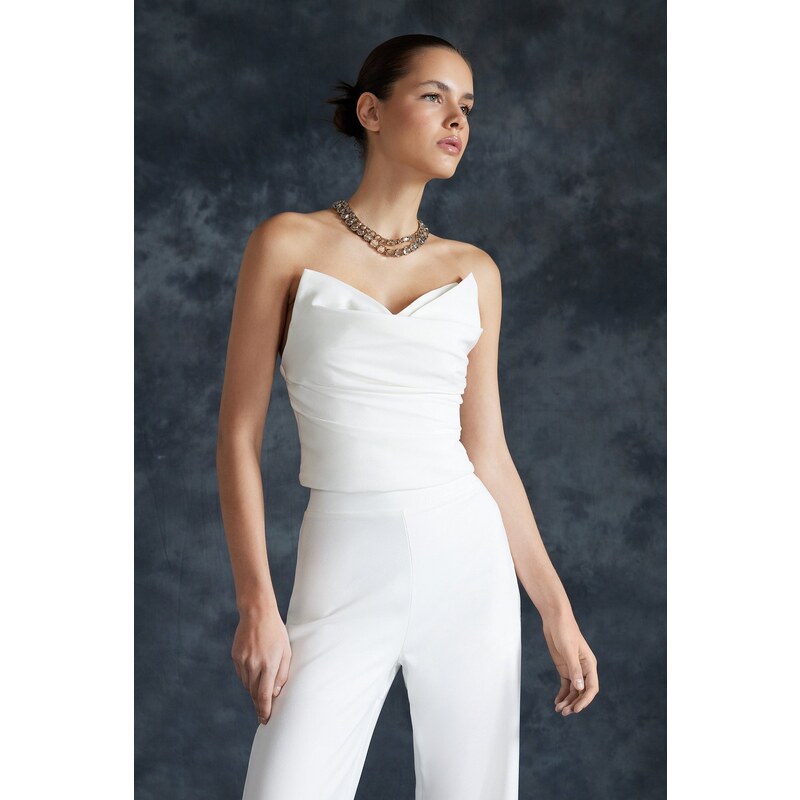 Trendyol Bridal White Crop Woven Bustier