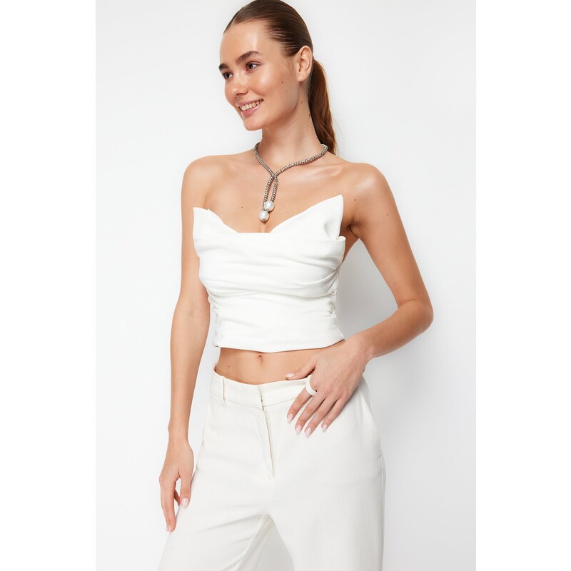 Trendyol Bridal White Crop Woven Bustier