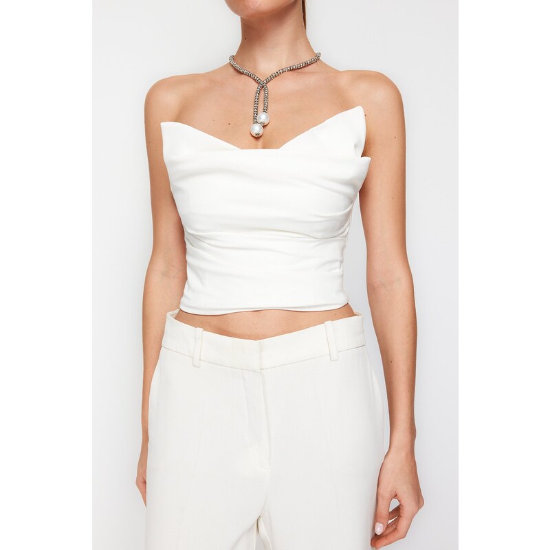 Trendyol Bridal White Crop Woven Bustier