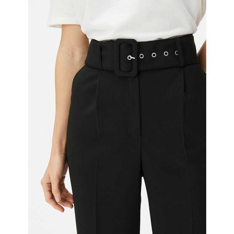 Koton Fabric Trousers High Waist Belted Pocket