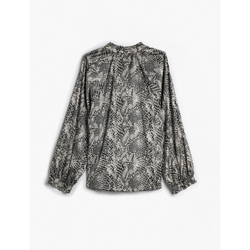 Koton Long Sleeve Blouse Snakeskin Pattern Window Detail