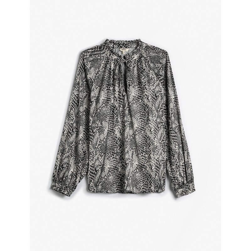 Koton Long Sleeve Blouse Snakeskin Pattern Window Detail