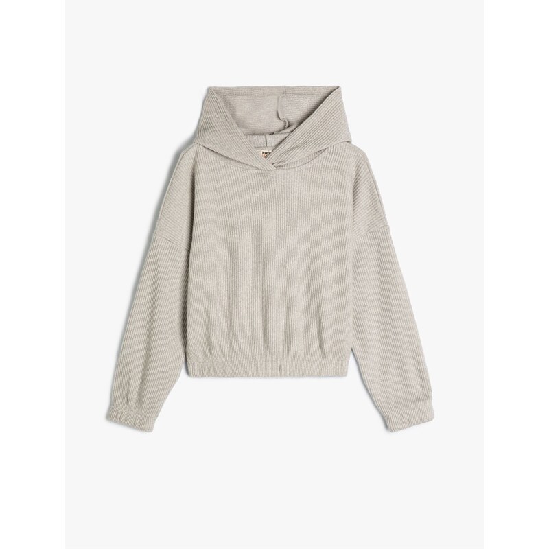 Koton Hooded Basic Sweatshirt Textured Elastic Cuffs