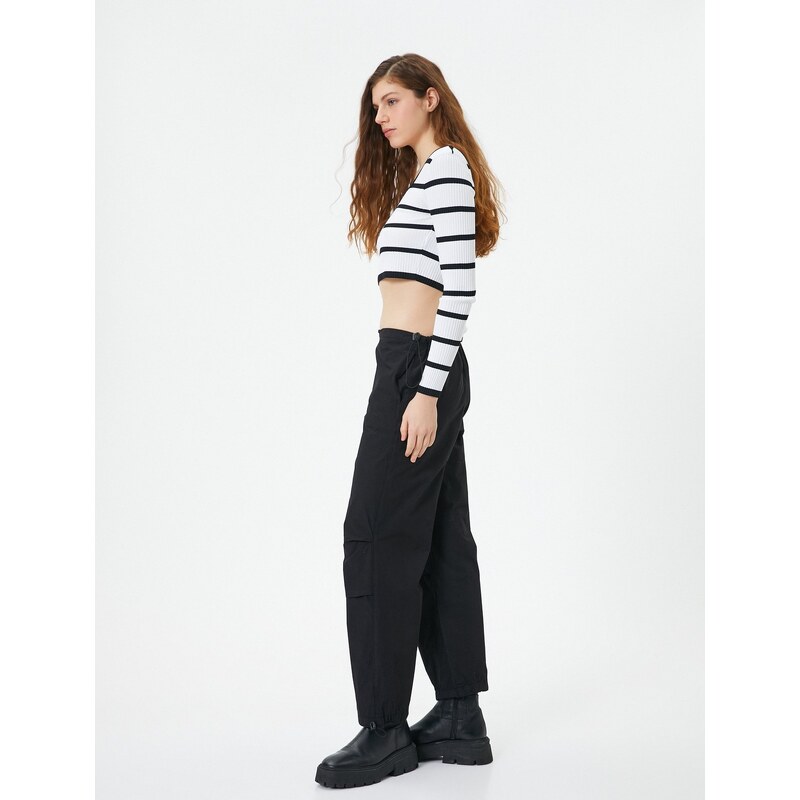 Koton Oversize Parachute Trousers Layer Detail Pocket Cotton