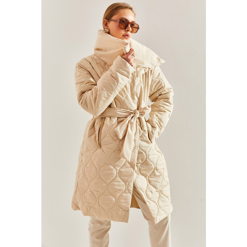 Bianco Lucci Women's Metal Button Quilted Oversize Down Coat