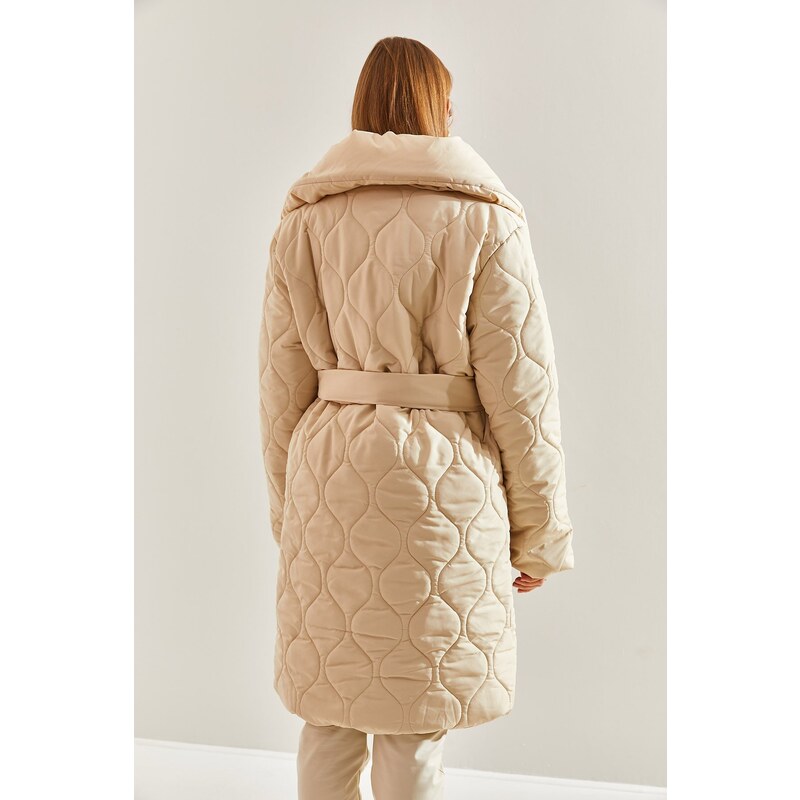 Bianco Lucci Women's Metal Button Quilted Oversize Down Coat