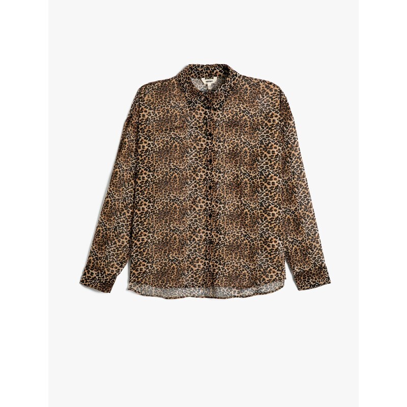 Koton Leopard Patterned Shirt Long Sleeve Buttoned