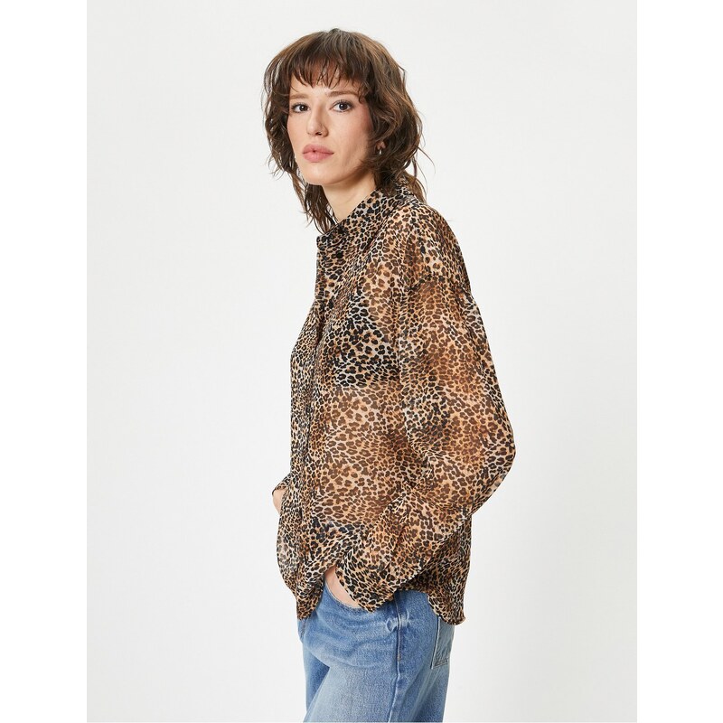 Koton Leopard Patterned Shirt Long Sleeve Buttoned