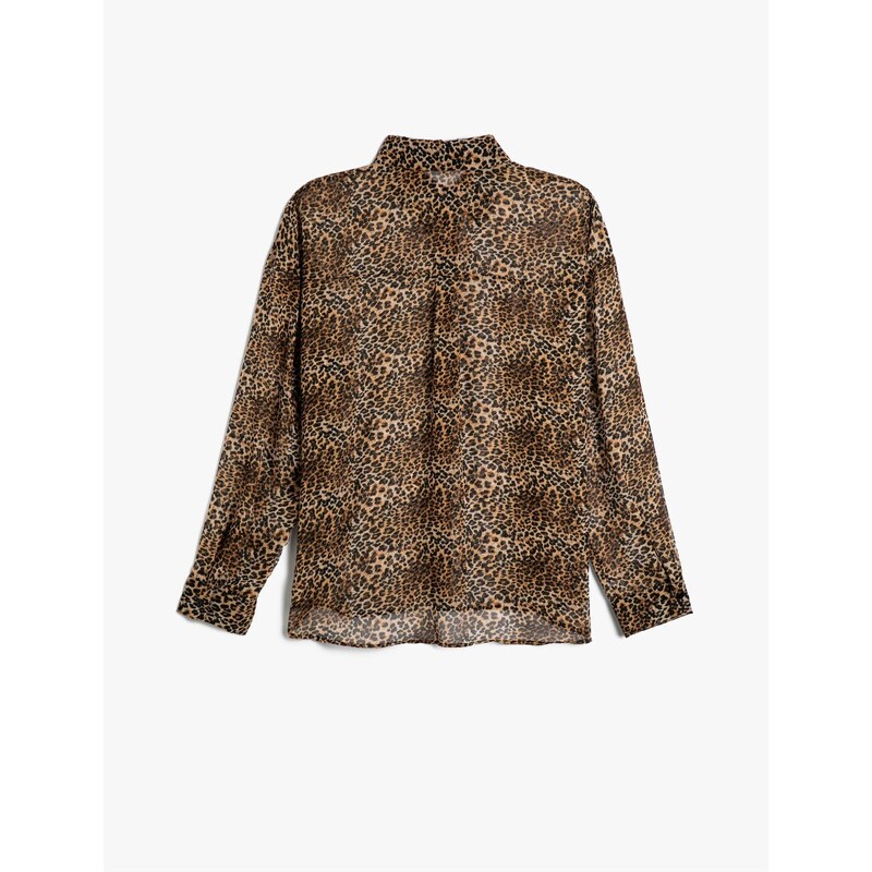 Koton Leopard Patterned Shirt Long Sleeve Buttoned