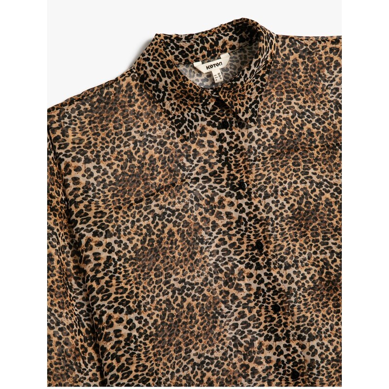 Koton Leopard Patterned Shirt Long Sleeve Buttoned