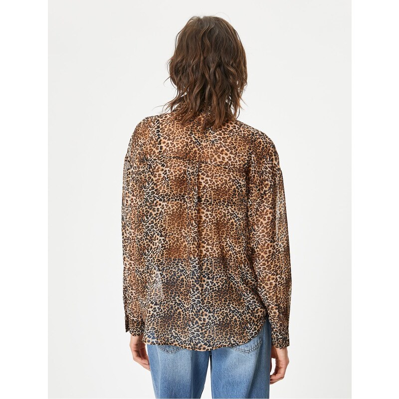 Koton Leopard Patterned Shirt Long Sleeve Buttoned