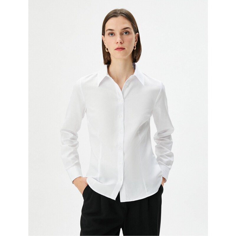 Koton Classic Shirt with Long Sleeves and Buttons, Slim Fit