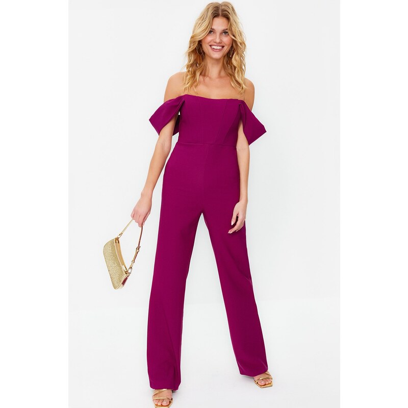 Trendyol Plum Lined Underwire Woven Jumpsuit 107072994