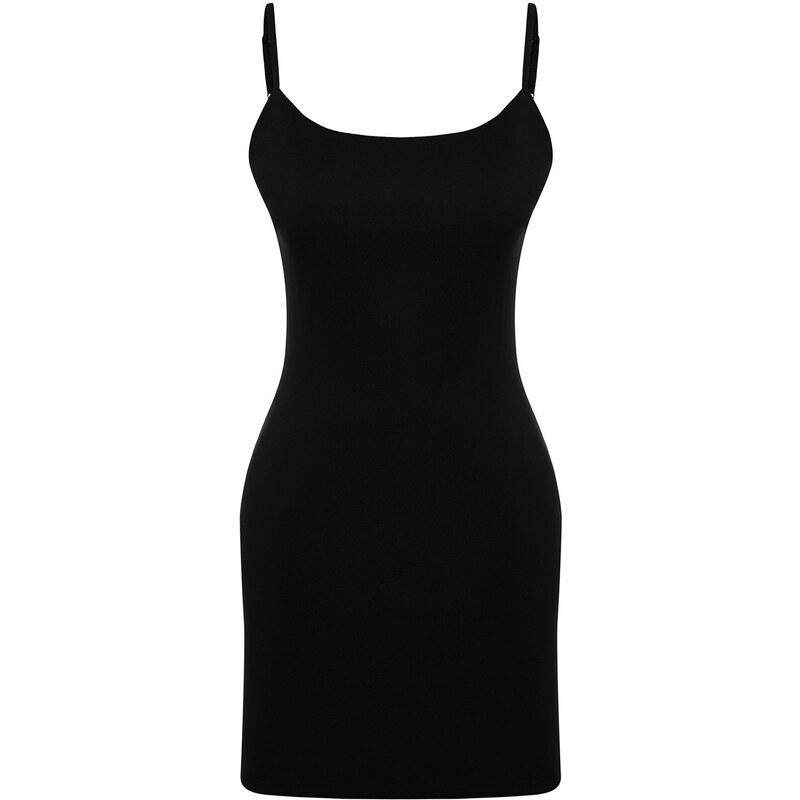 Trendyol Black Straight Cut Strappy Mini Woven Dress