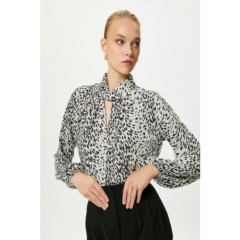 Koton Zebra Patterned Blouse Balloon Sleeve Regular Fit