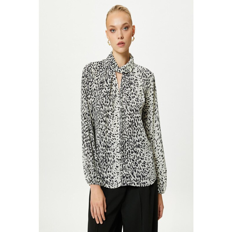 Koton Zebra Patterned Blouse Balloon Sleeve Regular Fit