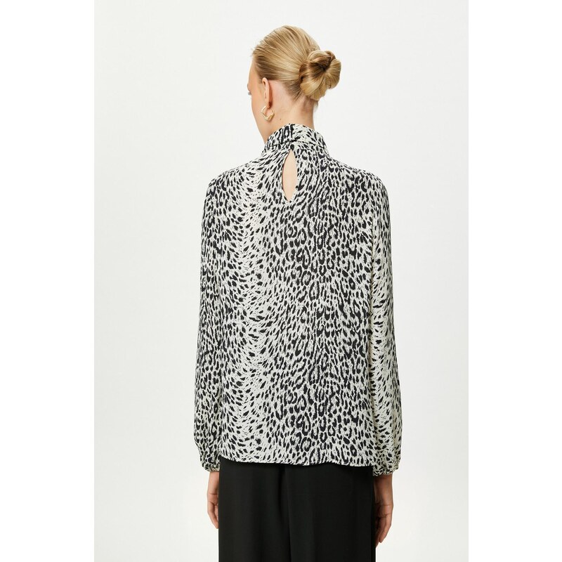 Koton Zebra Patterned Blouse Balloon Sleeve Regular Fit