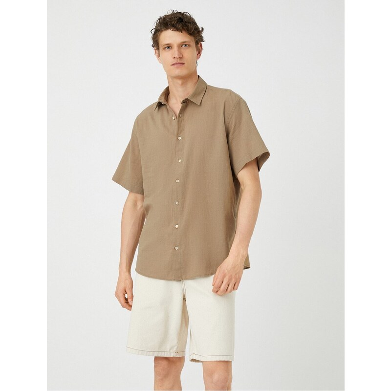 Koton Summer Shirt with Short Sleeves, Classic Collar Buttoned Cotton