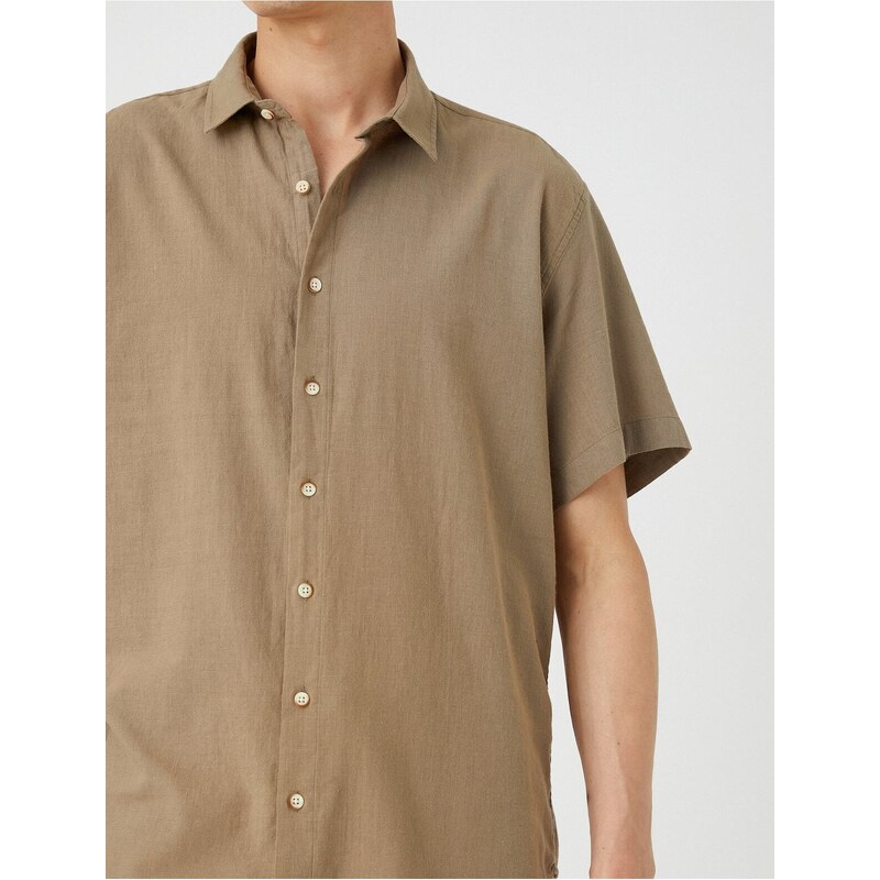 Koton Summer Shirt with Short Sleeves, Classic Collar Buttoned Cotton