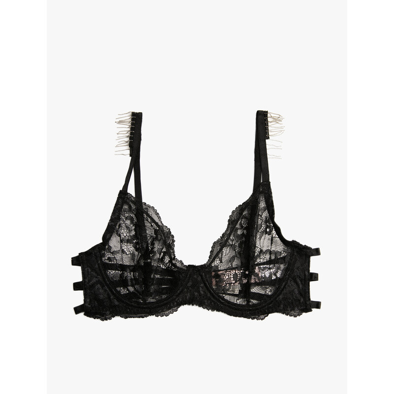 Koton Lace Brassiere Underwired Unpadded, Capless With Metal Accessories.