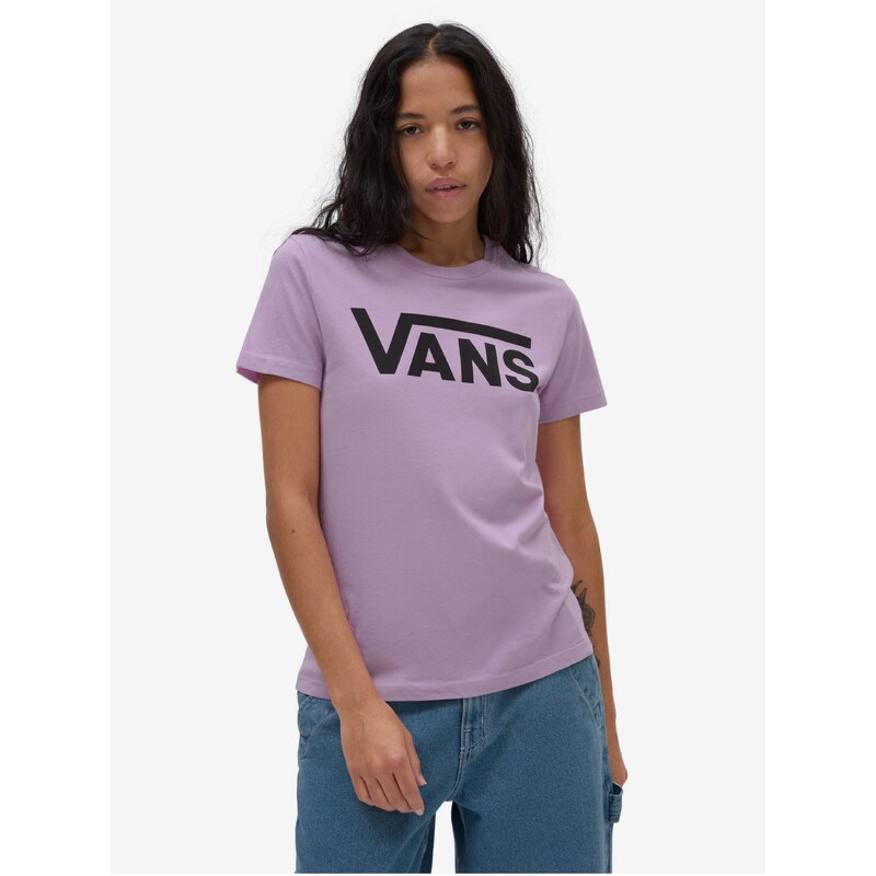 Fialové dámské tričko VANS PIGMENT DYE VANS CREW TEE - Dámské