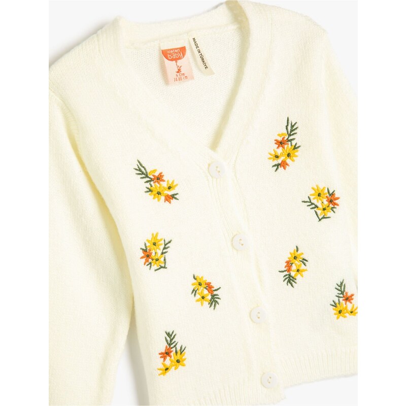 Koton Cardigan V Neck Floral Pattern Long Sleeve