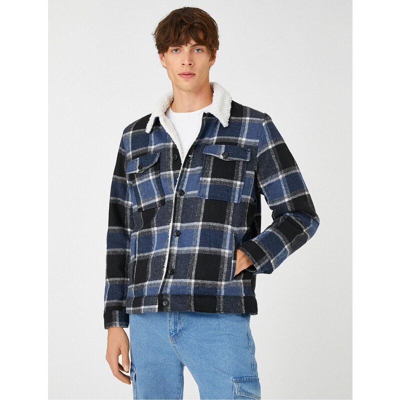 Koton Jacket with Pockets Collar Detailed Check