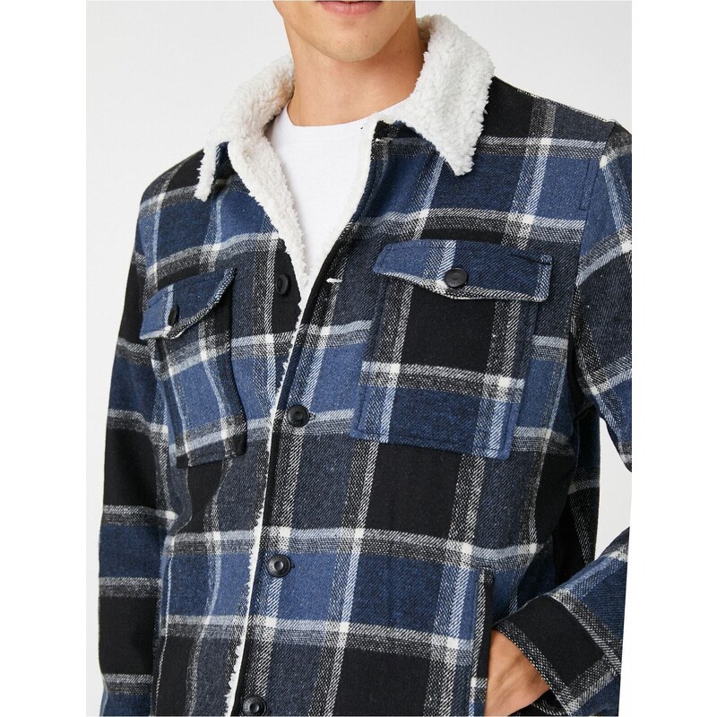 Koton Jacket with Pockets Collar Detailed Check