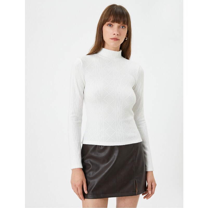 Koton Long Sleeve T-Shirt Half Turtleneck Textured