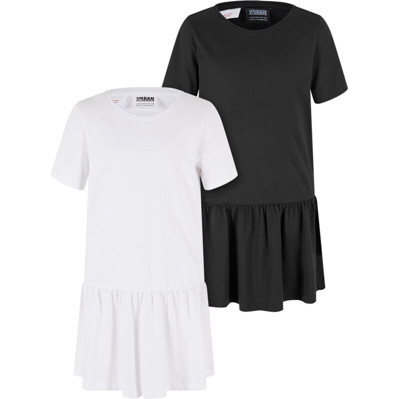 Urban Classics Dívčí šaty Valance Tee Dress - 2 Pack bílé+černé