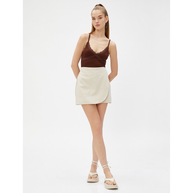 Koton Mini Skirt with Shorts Made of Cotton, with Pocket Detail at the Back. Elastic Waist.