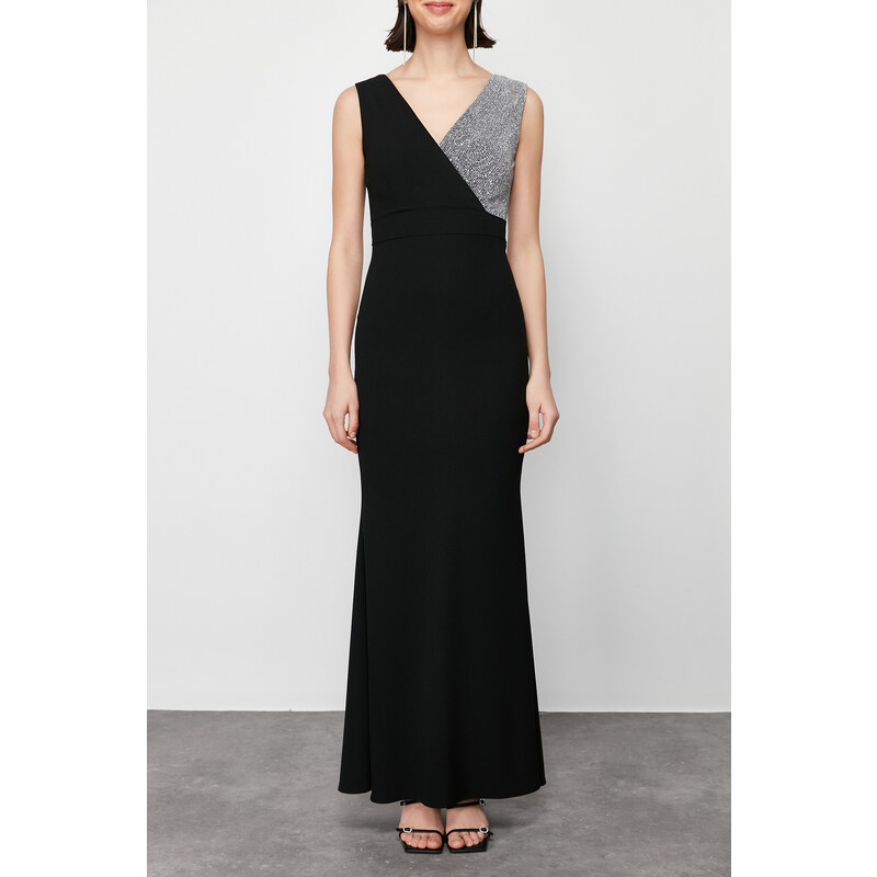 Trendyol Black Long Stylish Evening Dress