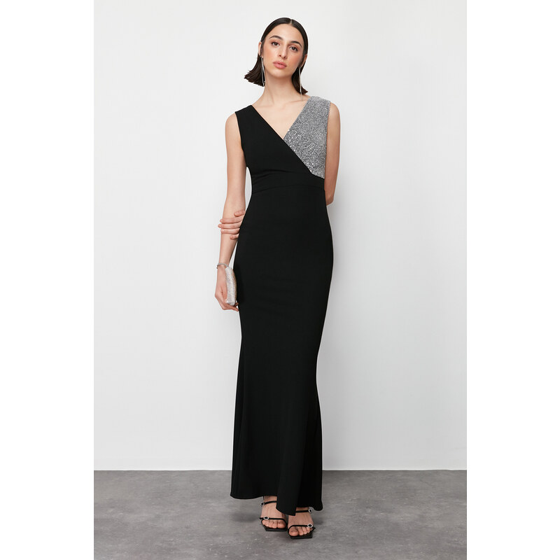 Trendyol Black Long Stylish Evening Dress