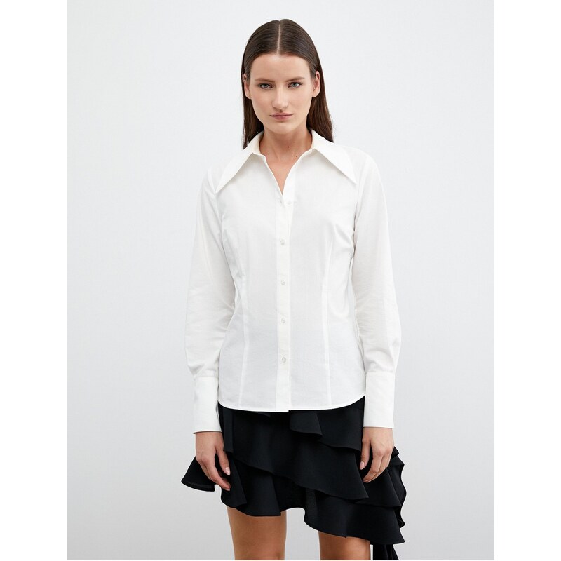 Koton Tuba Ünsal X Cotton - Wide Collar Classic Shirt