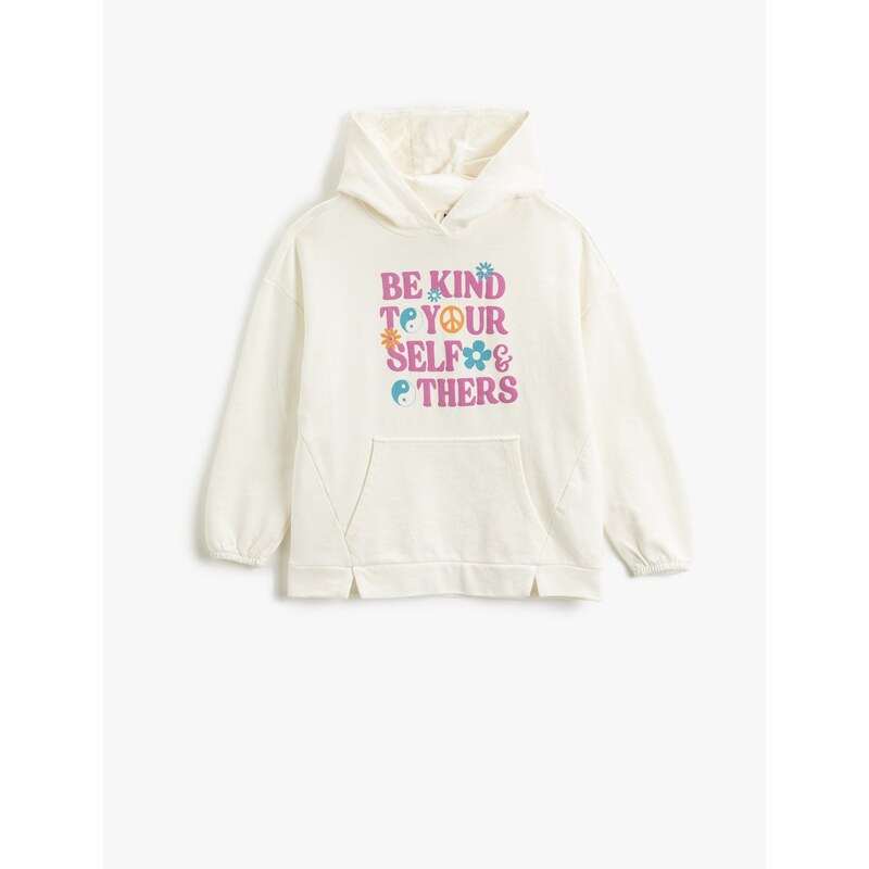 Koton Oversized Hoodie Sweatshirt Printed Long Sleeve