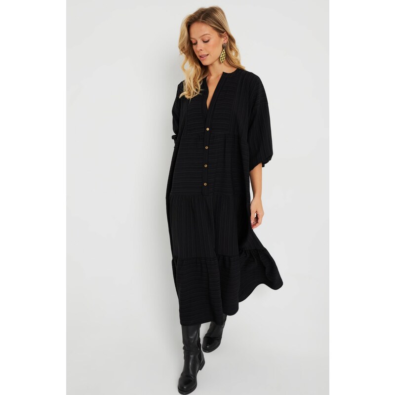 Cool & Sexy Women's Loose Midi Dress Black Q982