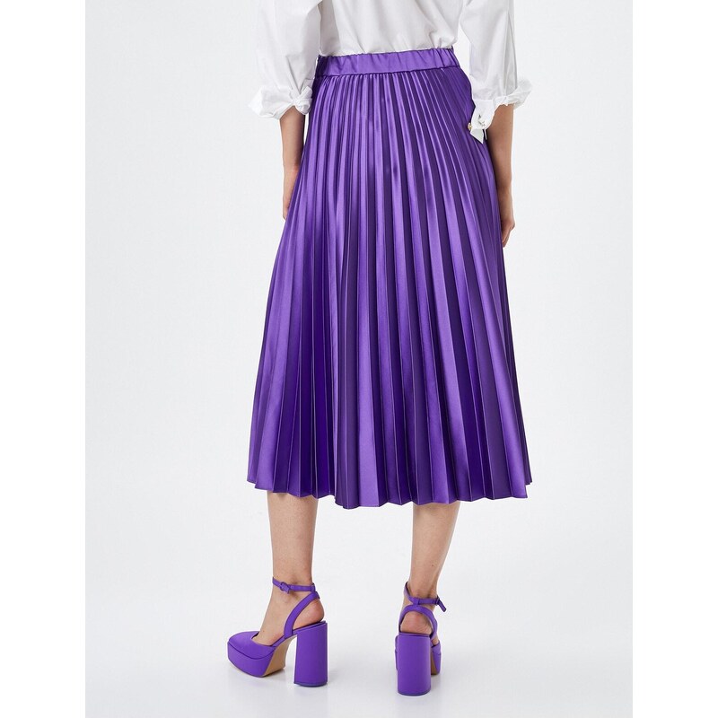 Koton Satin Pleated Skirt Midi Length