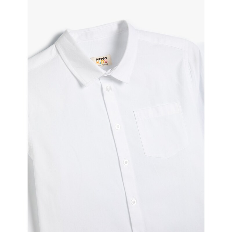 Koton Basic Shirt Classic Collar Long Sleeve Pocket Detailed Cotton