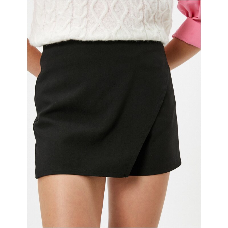 Koton Mini Shorts Skirt Double Breasted Asymmetrical Cut