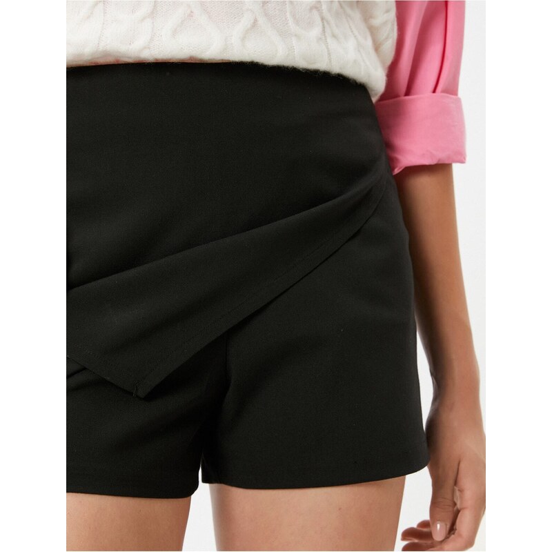 Koton Mini Shorts Skirt Double Breasted Asymmetrical Cut