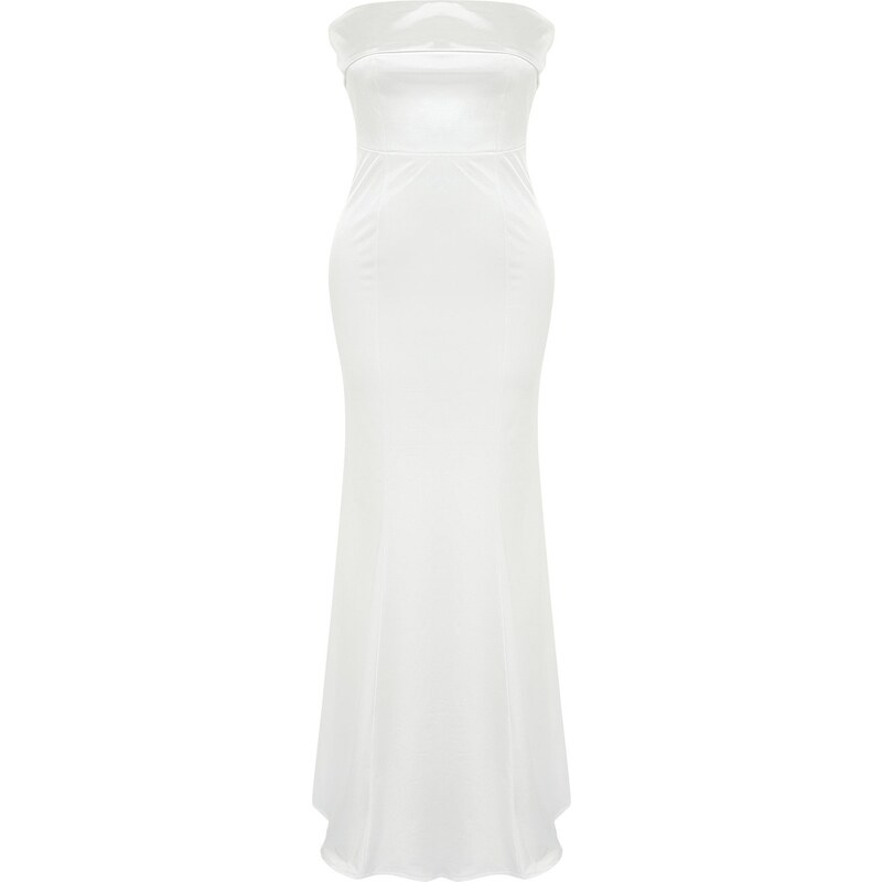 Trendyol Bridal White Fish Knitted Long Wedding/Wedding Evening Dress