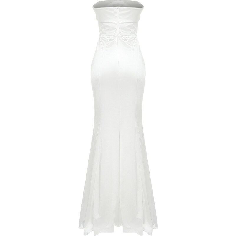 Trendyol Bridal White Fish Knitted Long Wedding/Wedding Evening Dress