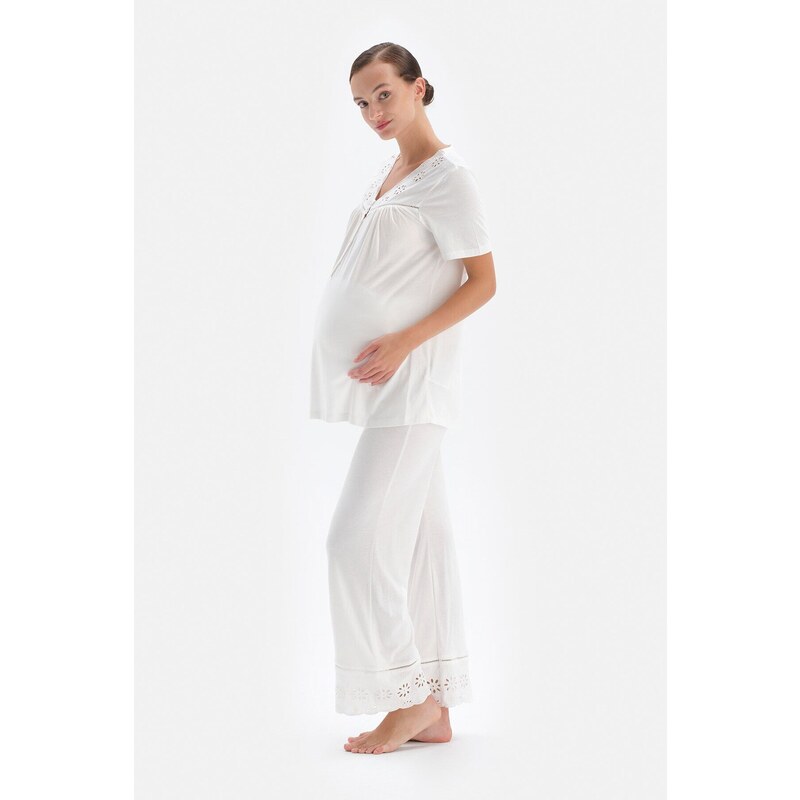 Dagi White Modal Maternity Pajama Bottoms