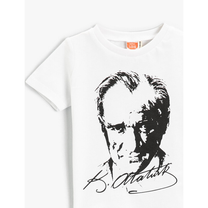 Koton Ataturk Printed T-Shirt Short Sleeved Cotton