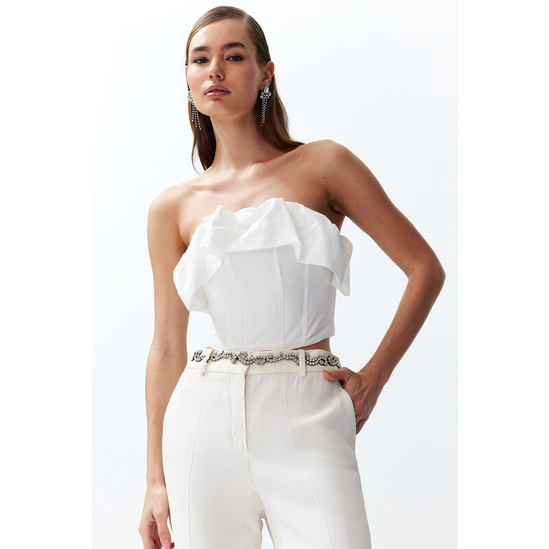 Trendyol Bridal White Bodice Detailed Woven Bustier