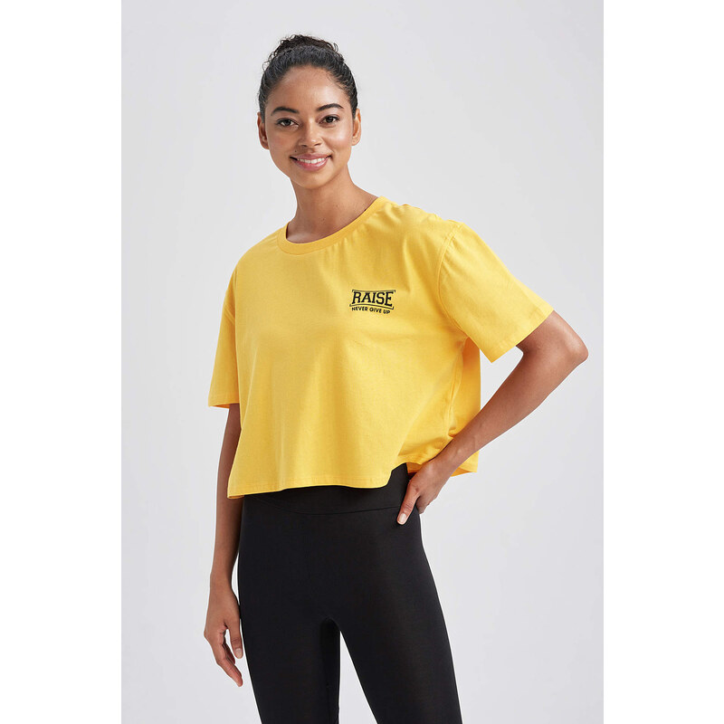 Defacto Fit Crop Crew Neck Sportsman Short Sleeve T-Shirt