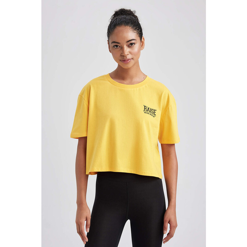 Defacto Fit Crop Crew Neck Sportsman Short Sleeve T-Shirt